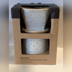 World Market Speckled Coffee Dripper Set - White and Tan